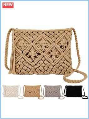 Crochet Woven Crossbody Bag Bohemian Summer Purse Clutch